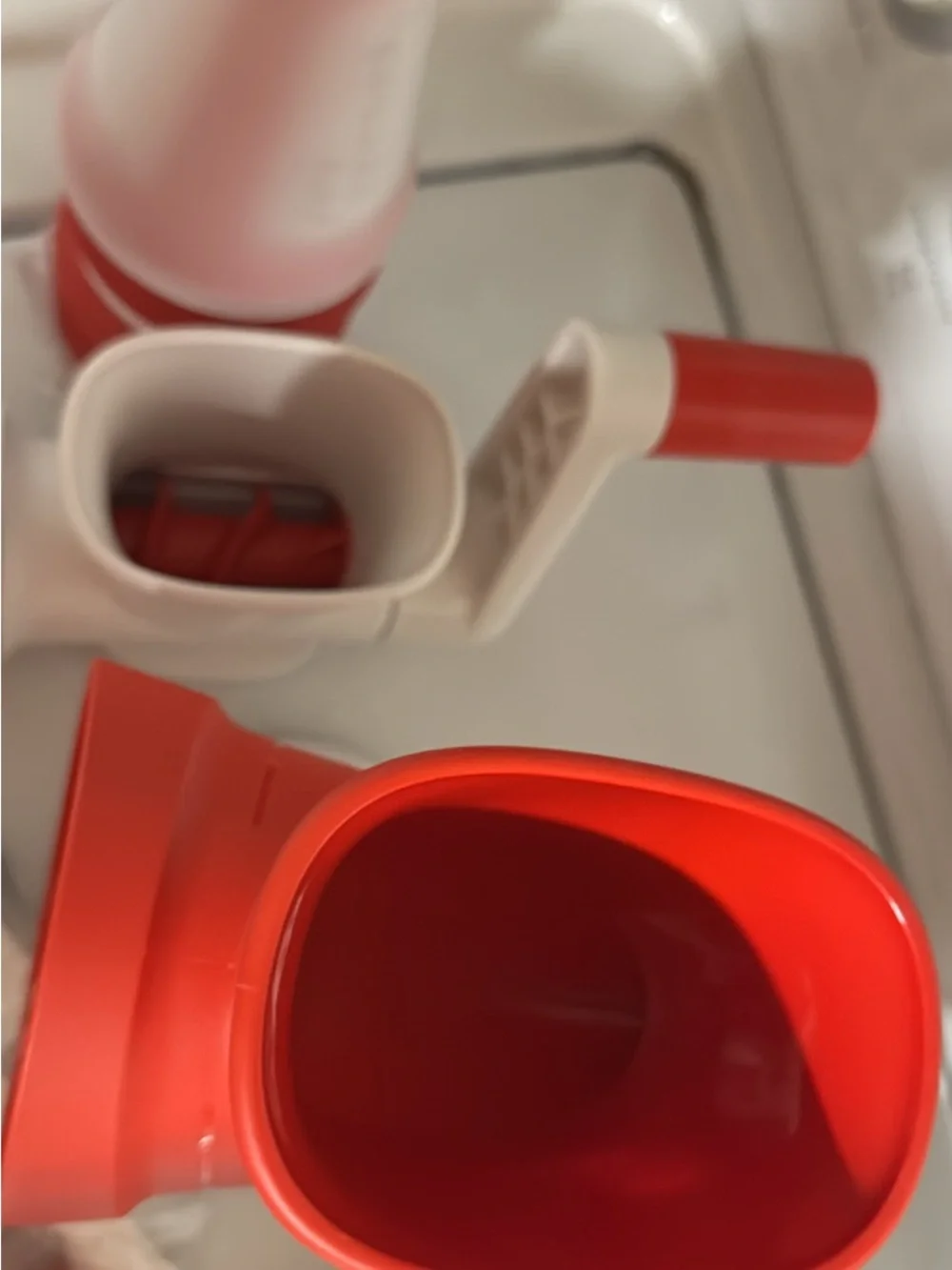 Tupperware Red and White Party Horns Set